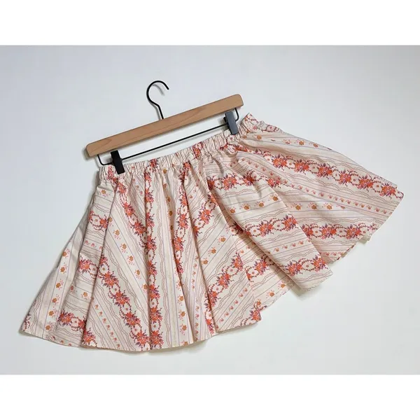 FREE PEOPLE Gaia Floral Printed Skirt Mini Ivory Combo Pockets Poplin Small‎ - Image 8