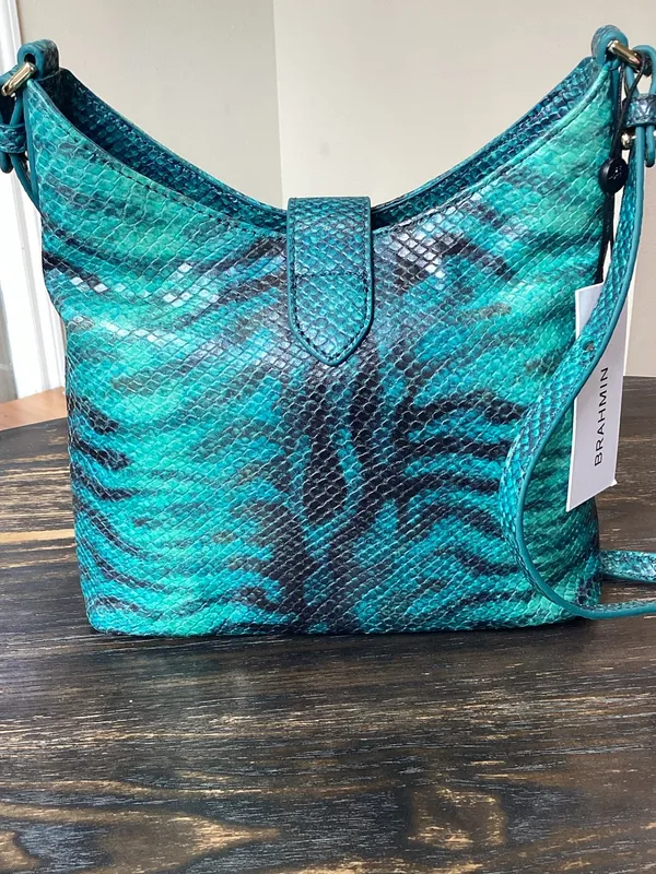 Brahmin Small Gwynne Blue Mariner Leather Crossbody - Image 3