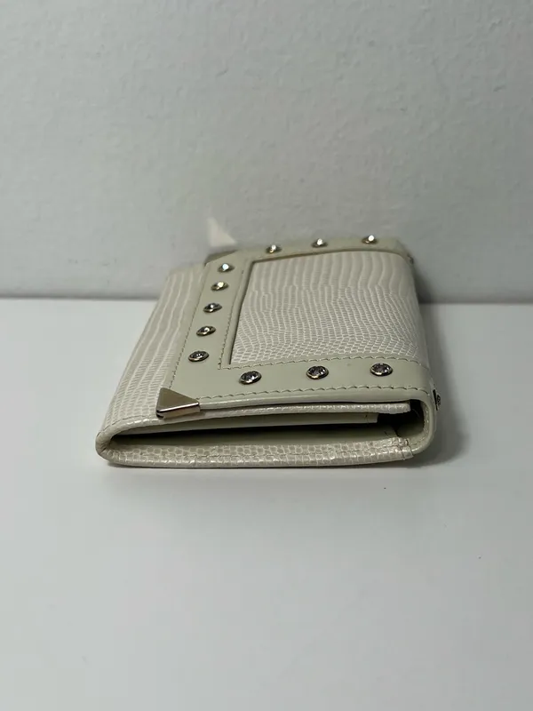 Swarovski Crystal Embellished Lizard Embossed Bifold Leather Wallet - Image 4