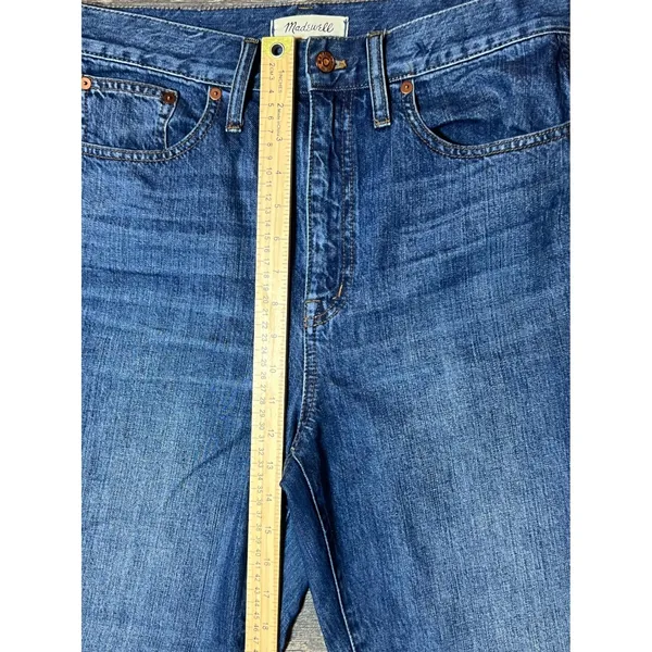 Madewell Rigid Demi-Boot Crop Jeans Size 29 High Rise Raw Hem‎ Wide Leg Denim - Image 7