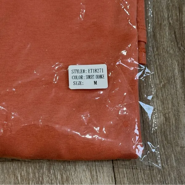 NWT Easel Sunset Orange Relaxed Fit Long Sleeve Top Soft Knit Tunic Casual Sz M - Image 3