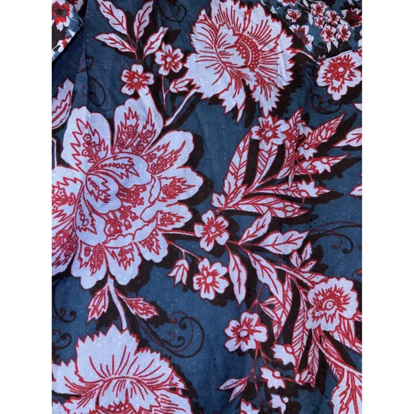 Band of the Free Blue Red Floral V-Neck Long Sleeve Blouse Small NWT - Image 6