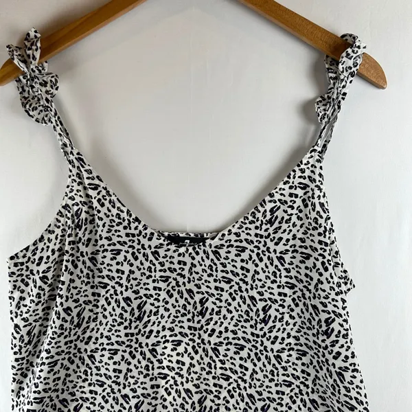 7‎ For All Mankind Womens Silk Blend Animal Print Tie Shoulder Cami Top M NEW - Image 7