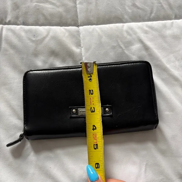 Vintage Etienne Aigner Black Zip Around Continental Wallet Stitched Leather - Image 5