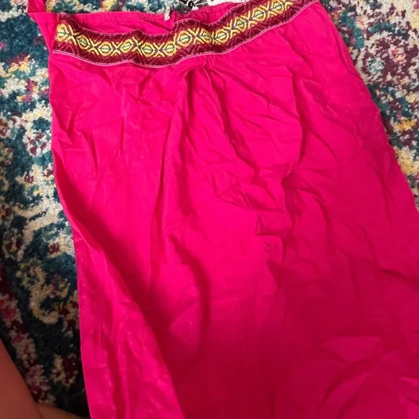 NWT Rusttydustty Hot Pink Geometric Embroidered Tube Top Wide Leg Jumpsuit M‎ - Image 9