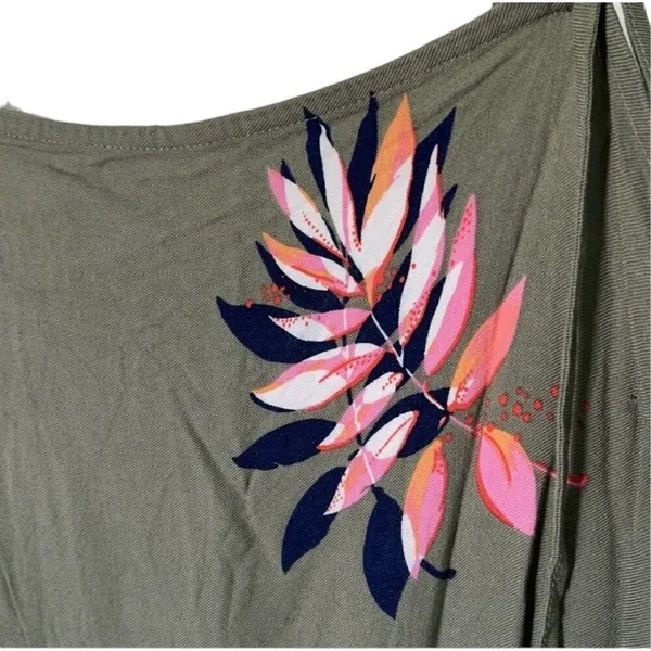 ✨A New Day Printed Olive Leaf Swing Sz Large Green Dress✨ - Image 5