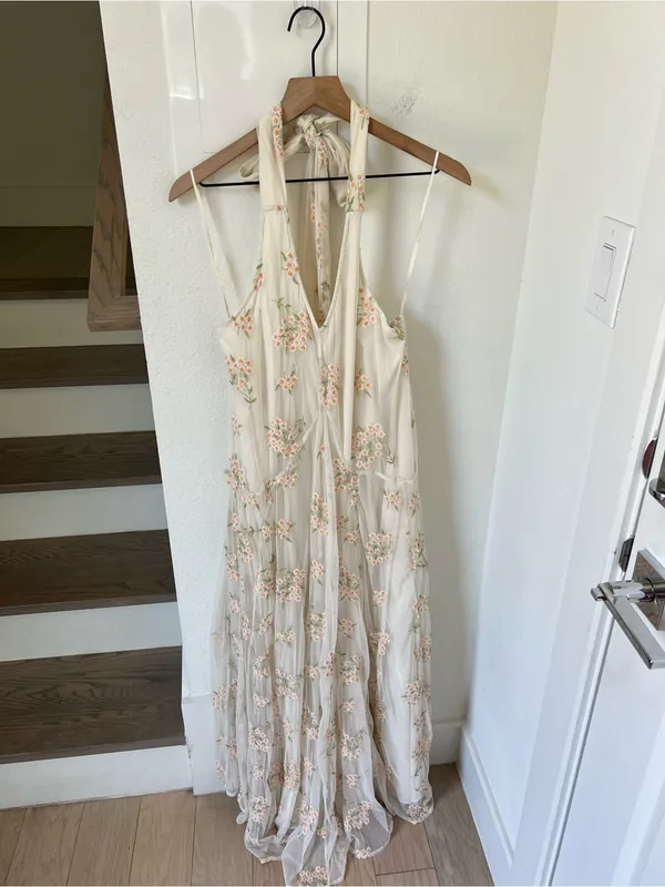 Free People Embroidered Holding On Convertible Maxi Dress in Cream - Image 4