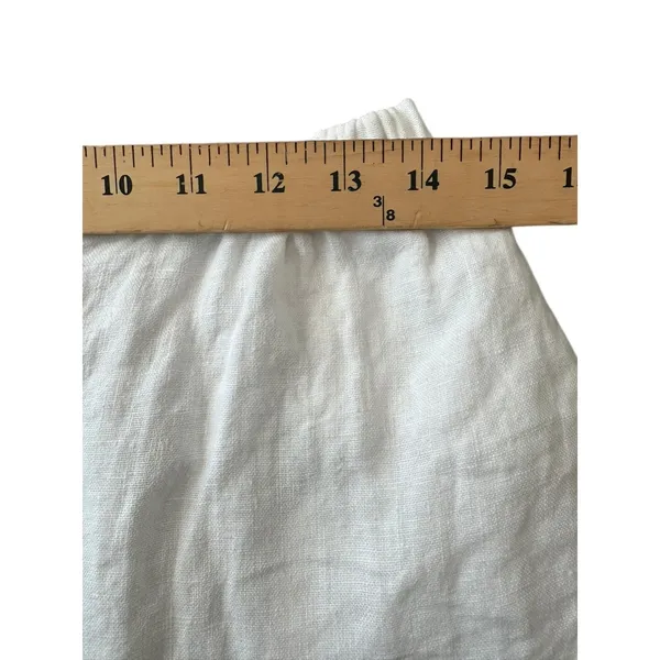 FLAX Pants Women's Medium 100% Linen Pant Wide Leg Pockets Elastic‎ White #J10-7 - Image 7
