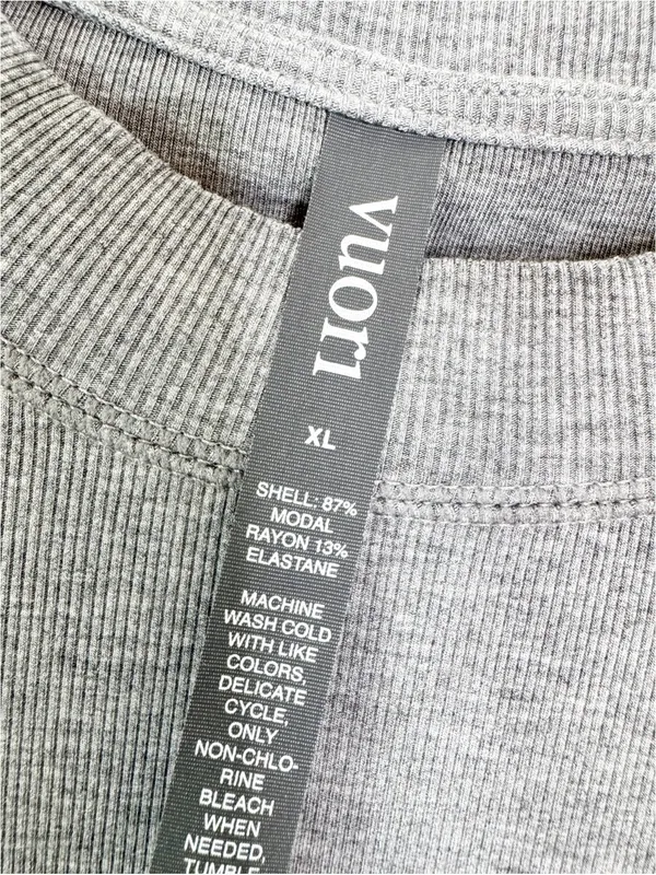 NEW Vuori Women’s Long Sleeve Ribbed Mudra Fitted Tee Top Gray Size XL - Image 7