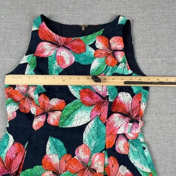 Tommy Hilfiger Dress Womens 6 Floral Fit Flare Sleeveless Knee Length Tropical - Image 7