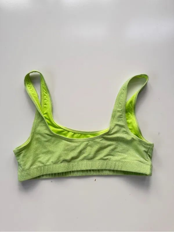 Good American Sparkle Metallic Bikini Top - Electric Lime size 3 (Large) - Image 5