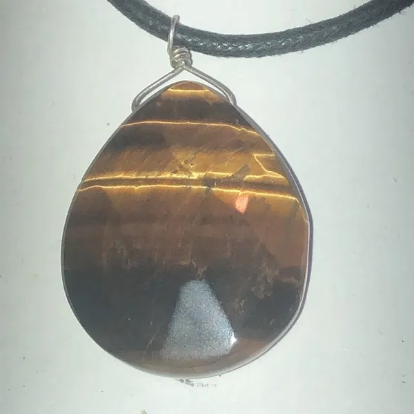 Boho Black Cord & Tigers Eye Stone Boho Pendant Necklace - Image 7