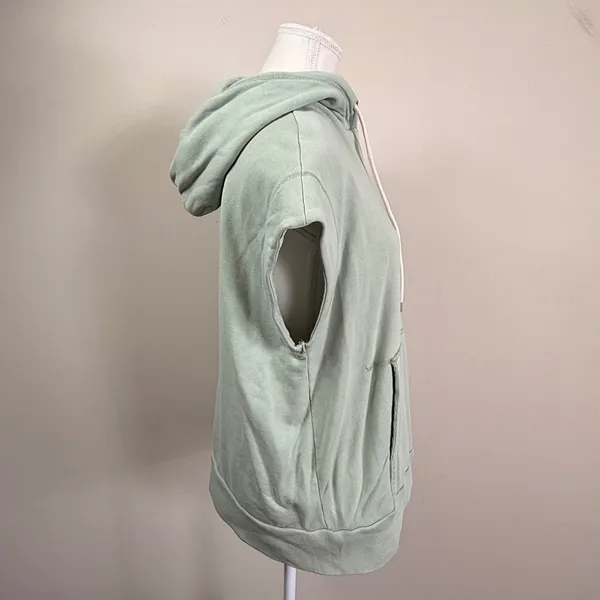 Everlane Organic Cotton Short Sleeve Hoodie Sage Green Small French Terry - Image 2