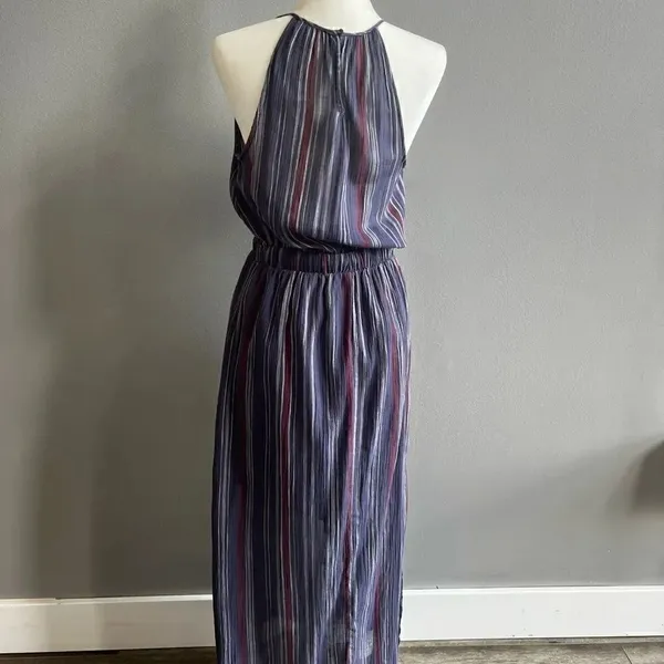 Universal Thread Women Striped Sleeveless Maxi Size Small Navy Blue - Image 5