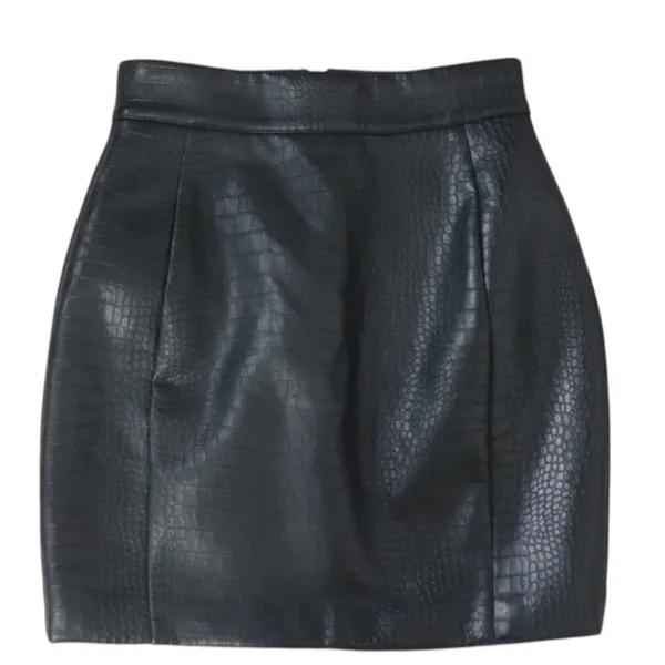 Meshki Black Faux Croc Tube Top & Mini Skirt Set - Image 3