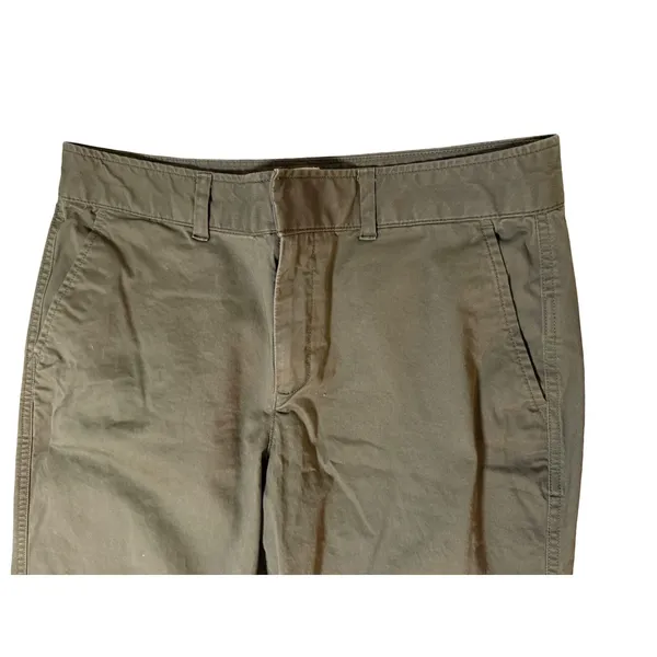 Gap Women Size‎ 10 Olive Green Straight Khaki Pants High Rise Zip Pockets Cotton - Image 2