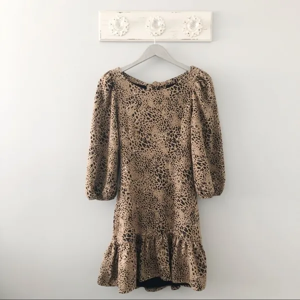 Anthropologie Maeve Leopard Print Knit Cut Out Mini Dress NEW - Image 3