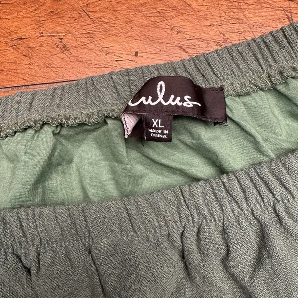Lulus By the Pier Washed Green‎ Off-the-Shoulder Puff Sleeve Mini Dress Size XL - Image 2