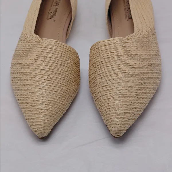 Cape Robbin Womens Raffia D'Orsay Flats Size 8.5 Pointed Toe Slip On Shoes - Image 4