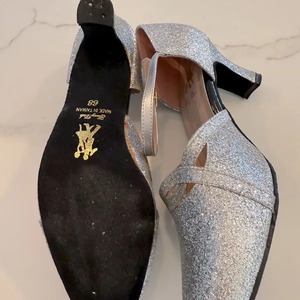 Samba Shoes Silver Sparkly professional dance shoes size 6-6.5 - Image 5