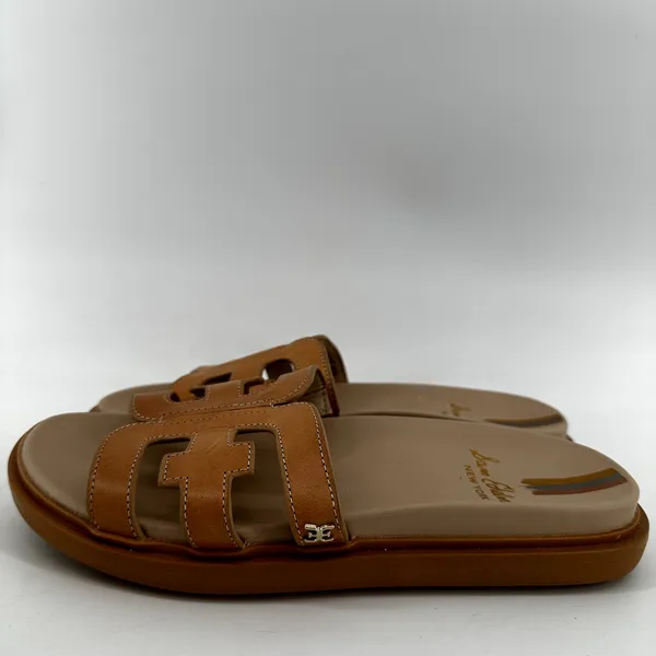 Sam Edelman Valeri Slide Sandals Saddle Leather Cushioned Slip On Open Tan 7.5M - Image 4