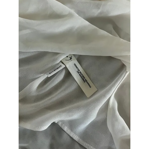 Ann Taylor Layered Hem Long Sleeve Blouse Small White Ivory‎ Office Chic Capsule Airy Sheer - Image 6