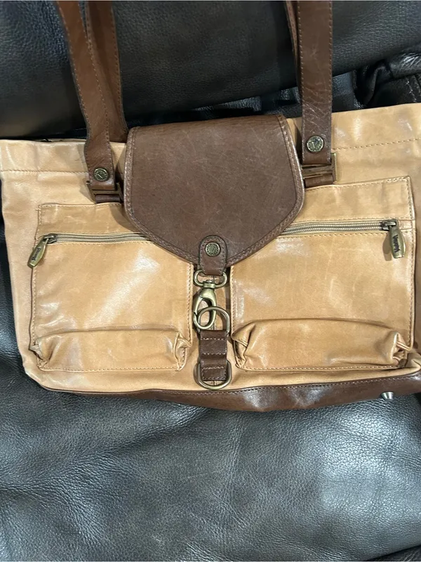 Valentina Brown Leather Interior Tote Tan - Image 5
