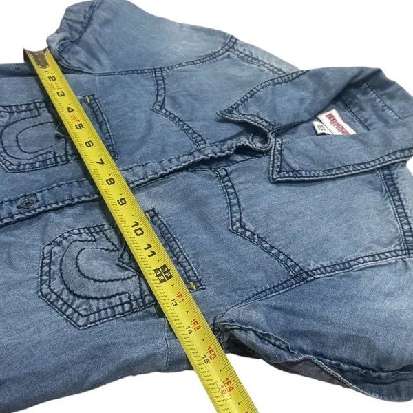 True Religion Y2K Button Front Chambray Western Rodeo‎ Top Size XS - Image 9