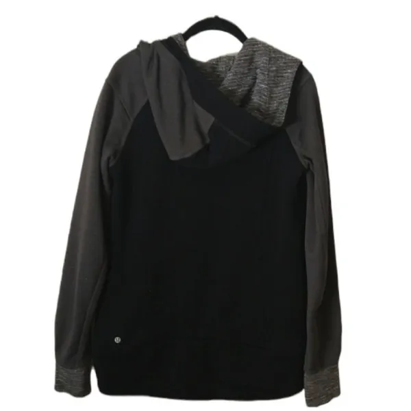 Lululemon Gray Black Full Zip Scuba Hoodie Hooded Warmup Jacket Size 6 - Image 9
