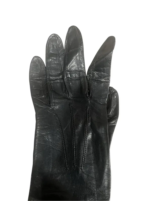Aris Kasanova Vintage Black Leather Opera Gloves Formal Costume USA 6 1/4 - Image 4