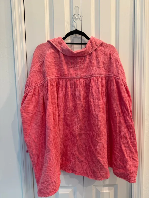 Free People Cardiff Cotton Gauze Button-up Shirt In Pinky Promise - Image 4