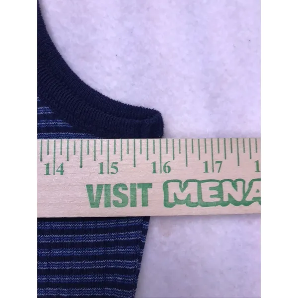 Vintage Faded Glory Maxi Dress Women L‎ Blue Striped Sleeveless Ribbed Knit Y2K - Image 3
