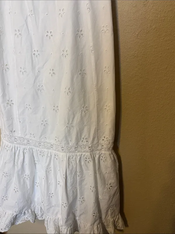 PAIGE‎ Pallas Eyelet Midi Dress White Cotton Sleeveless Size 8 - Image 6