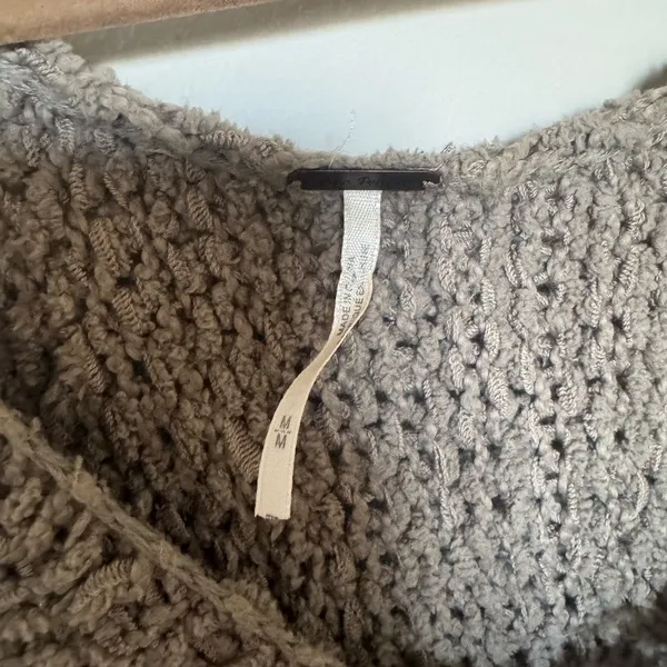 Free People Taupe V-Neck Sweater - Image 2