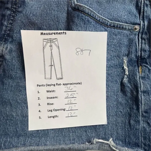 Free Assembly Women's High-Rise‎ Distressed Denim Shorts Size 16 Blue - Image 6