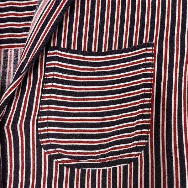 Maeve Anthropologie Striped Tunic Shirt Womens XS Button Down High Low Red Navy‎ - Image 4