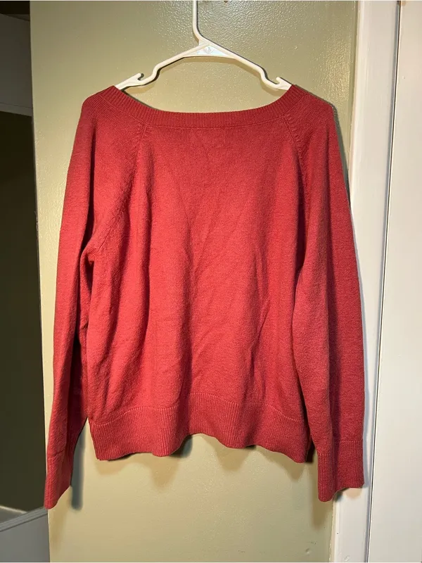 Old Navy Women's Size Large SoSoft Loose V-Neck Sweater Mauve Rose‎ Pink Stretch - Image 5