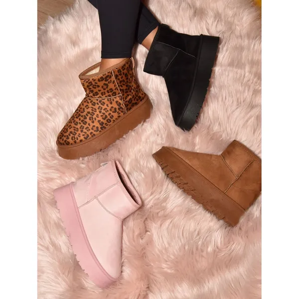 WILD DIVA Thermal Furry Leopard Platform Booties - 7 - Image 3