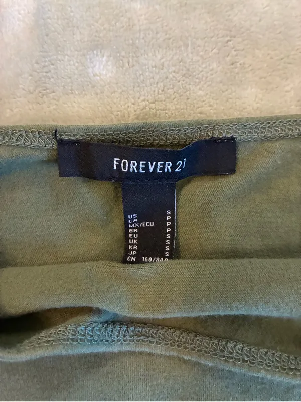 Forever 21 Olive Square-Neck Crop Tank - Women Size Small - Image 2