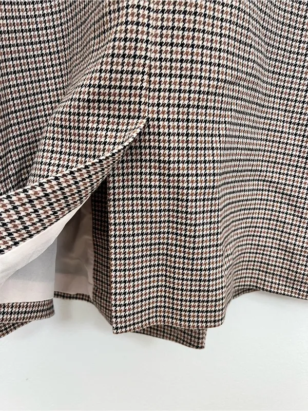 NWOT L'Academie Brown Houndstooth Coat Women's Small Button Front Tailored - Image 6