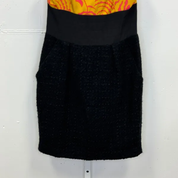 Rachel Roy Shanghai Chic‎ Ochre Lotus Pencil Dress Size 8 Tweed Skirt Mini Black - Image 4