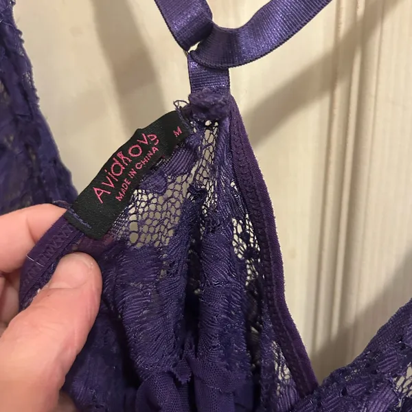 Avidlove Purple Lace criss cross strap Chemise - size medium - Image 2
