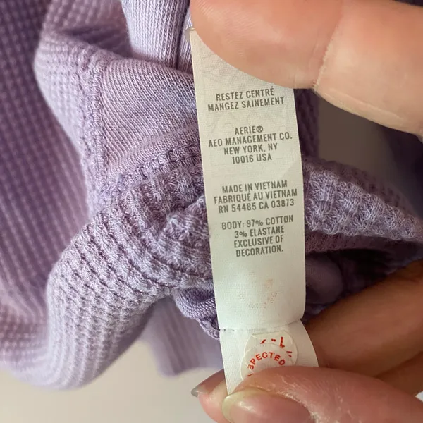 Aerie Purple Thermal Waffle Knit Long Sleeve Shirt Loungewear Women size Medium - Image 8