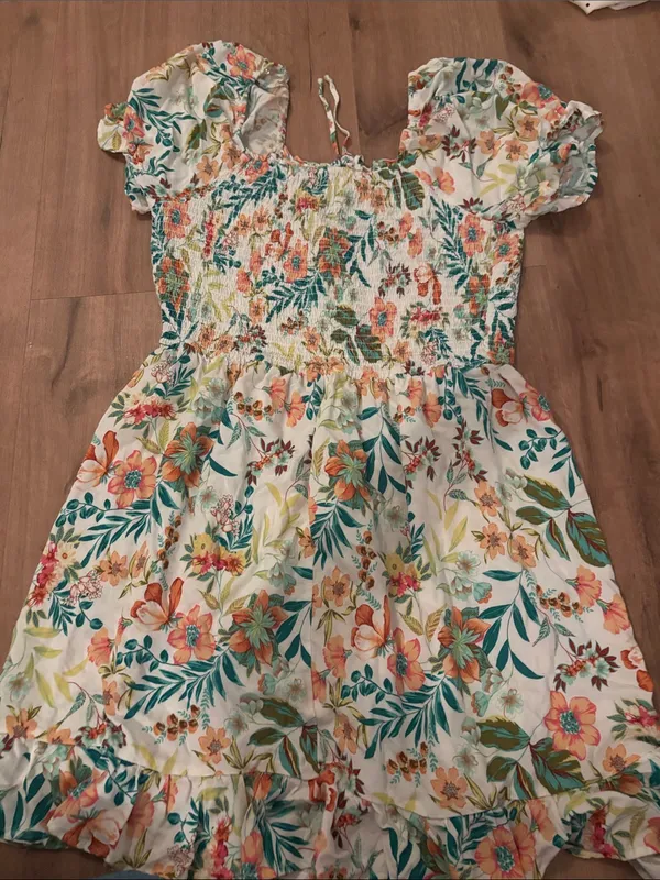 Floral Smocked Puff Sleeve Mini Dress - White Multi - Image 2