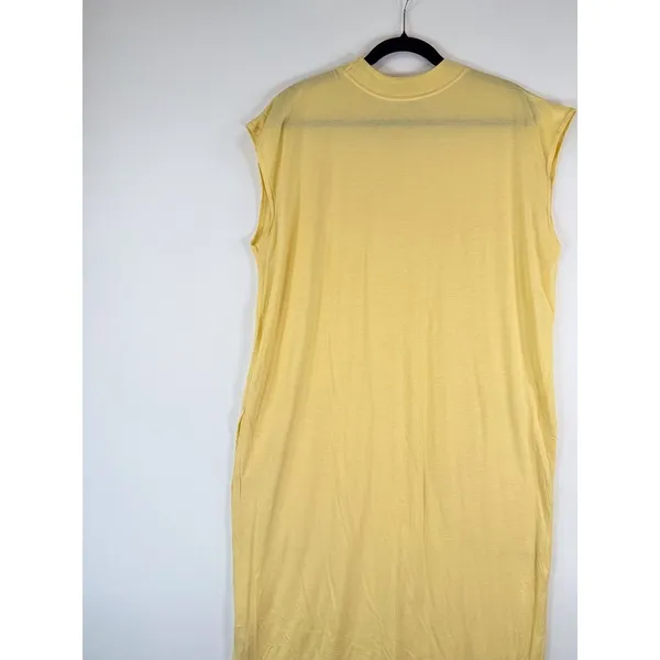 Free People FP Beach Womens Dress Yellow All Day Long Midi T Shirt Slit Medium - Image 8