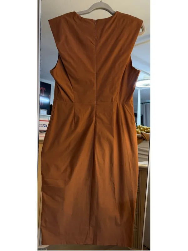 NEW Camel Brown CBR Sleeveless Sheath Midi Dress XL - Image 2