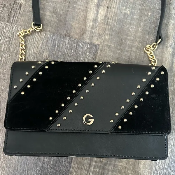 GUESS Black and Gold Studded Crossbody Bag - Image 2