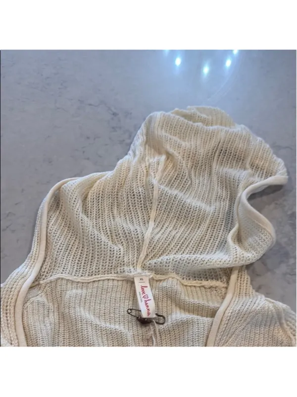 Hanna Andersson Cream Wool Blend Hooded Cardigan Extra Large - Image 5