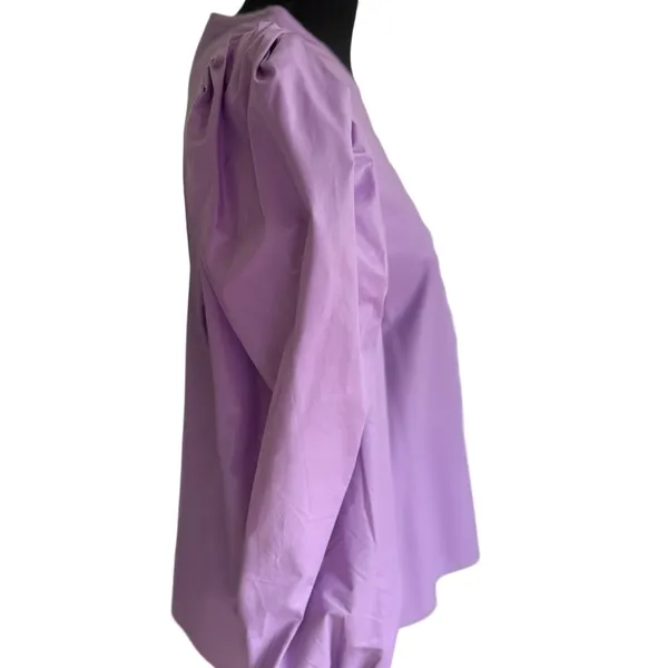 Karlie Lavender Faux Leather Puff Sleeve Top Medium Vegan Leather Blouse - Image 3