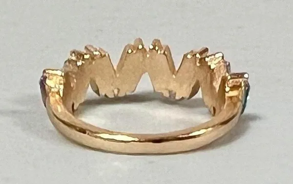 Gold Purple Blue Green Diamond Gemstone Zig-Zag Band Ring Jewelry Size 7 💜💙💚✨ - Image 3